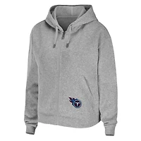 Women's WEAR by Erin Andrews Heathered Gray Tennessee Titans Team Full-Zip Hoodie
