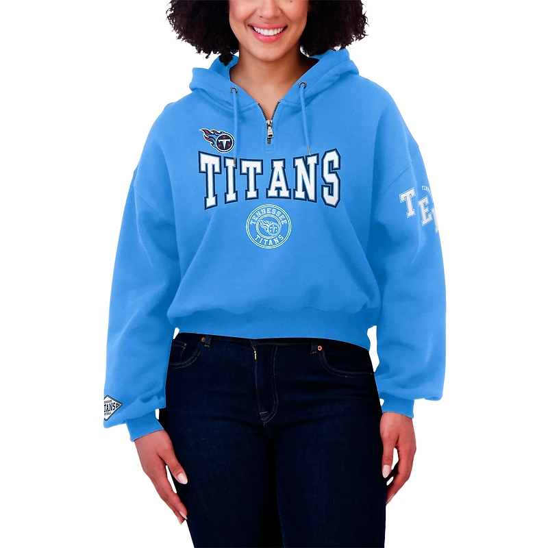 Sweat à capuche zippé bleu clair patch Tennessee Titans pour femme WEAR by Erin Andrews