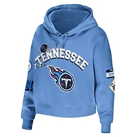 Women's WEAR by Erin Andrews Light Blue Tennessee Titans Plus Modest Cropped Pullover Hoodie