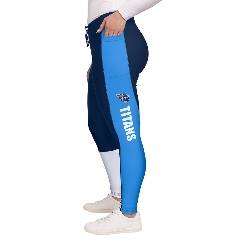 Women's WEAR by Erin Andrews Navy/Light Blue Tennessee Titans Color-Block Leggings