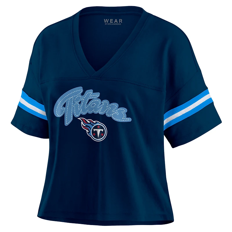 T-shirt boxy à blocs de couleurs bleu marine/blanc pour femme WEAR by Erin Andrews Tennessee Titans grande taille