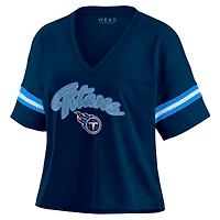 T-shirt boxy à blocs de couleurs bleu marine/blanc pour femme WEAR by Erin Andrews Tennessee Titans grande taille