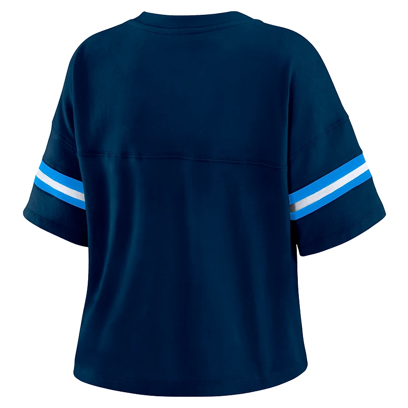 T-shirt boxy à blocs de couleurs bleu marine/blanc pour femme WEAR by Erin Andrews Tennessee Titans grande taille