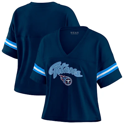 T-shirt boxy à blocs de couleurs bleu marine/blanc pour femme WEAR by Erin Andrews Tennessee Titans grande taille