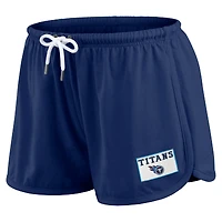 Women's WEAR by Erin Andrews Navy Tennessee Titans Heavy Rugby Jersey Long Sleeve T-Shirt & Shorts Lounge Set
