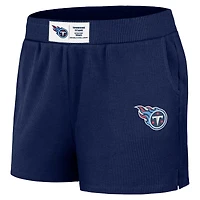 Ensemble de détente pour femme WEAR by Erin Andrews avec t-shirt à manches longues et short en tricot gaufré bleu marine Tennessee Titans