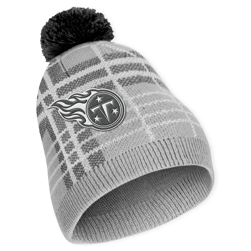 WEAR by Erin Andrews Tennessee Titans Bonnet en tricot à carreaux avec pompon et écharpe pour femme