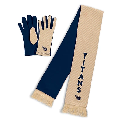 Women's WEAR by Erin Andrews Tennessee Titans Tonal Microcheck Scarf & Glove Set