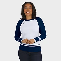 Women's WEAR by Erin Andrews White/Navy Tennessee Titans Colorblock Raglan Sweater