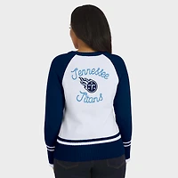 Women's WEAR by Erin Andrews White/Navy Tennessee Titans Colorblock Raglan Sweater