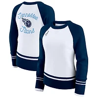 Women's WEAR by Erin Andrews White/Navy Tennessee Titans Colorblock Raglan Sweater