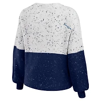 Women's WEAR by Erin Andrews  White/Navy Tennessee Titans Lighweight Modest Crop Color-Block Pullover Sweater