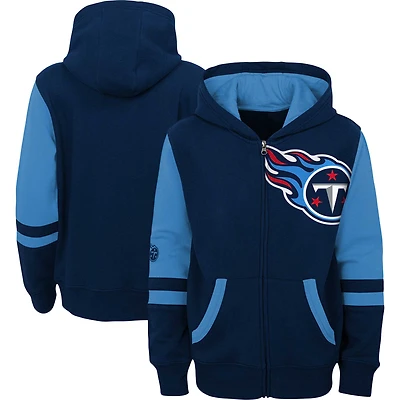 Youth Navy Tennessee Titans Colorblock Full-Zip Hoodie