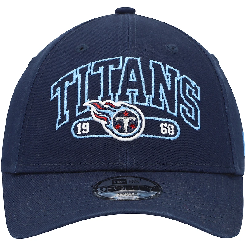 Casquette réglable bleu marine Tennessee Titans Outline 9FORTY pour jeune