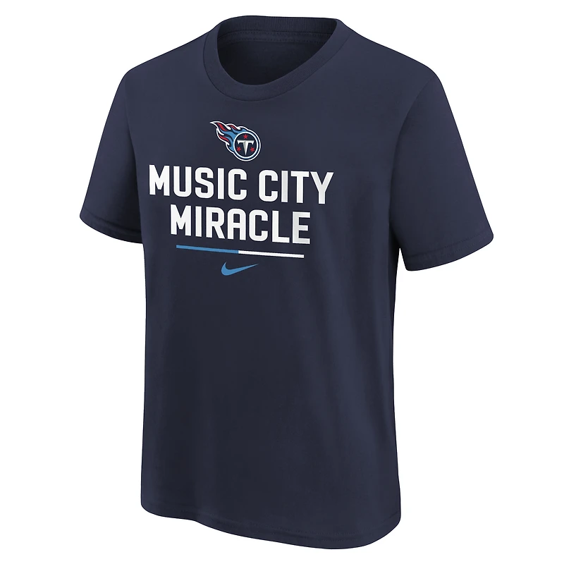 T-shirt à slogan de l'équipe des Titans du Tennessee Nike pour jeune, bleu marine