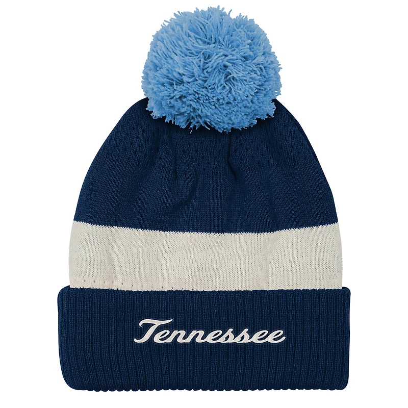 Bonnet tricoté à revers et pompon pour jeunes Titans du Tennessee, bleu marine, style moderne