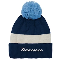 Bonnet tricoté à revers et pompon pour jeunes Titans du Tennessee, bleu marine, style moderne