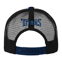 Casquette ajustable Essentials Trucker blanche/bleu marine pour jeunes des Tennessee Titans