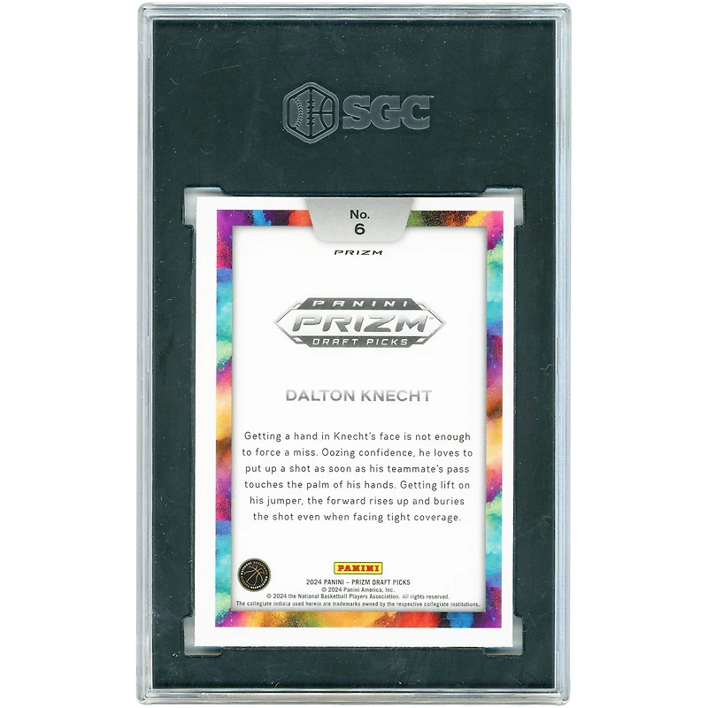 Dalton Knecht Tennessee Volunteers 2024-25 Panini Prizm Draft Picks Black Color Blast #6 SGC Authenticated 9 Rookie Card