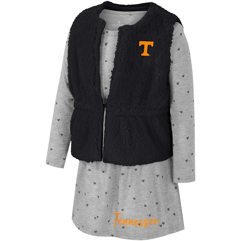 Ensemble gilet et robe pour filles Colosseum Tennessee Volunteers Meowing Noir
