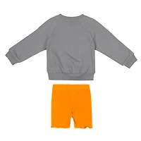 Girls Toddler Colosseum  Gray/Tennessee Orange Tennessee Volunteers Beta Fleece Sweatshirt and Shorts Set