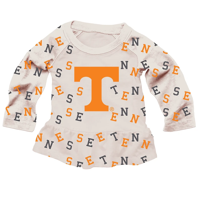 Girls Toddler Wes & Willy Oatmeal Tennessee Volunteers Ruffle Raglan Long Sleeve T-Shirt Leggings Set