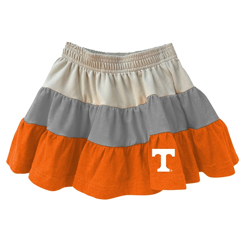 Girls Toddler Wes & Willy Tan Tennessee Volunteers Tri-Blend Sleeveless Full-Zip Hoodie Tiered Skirt Set