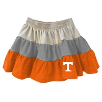 Girls Toddler Wes & Willy Tan Tennessee Volunteers Tri-Blend Sleeveless Full-Zip Hoodie Tiered Skirt Set