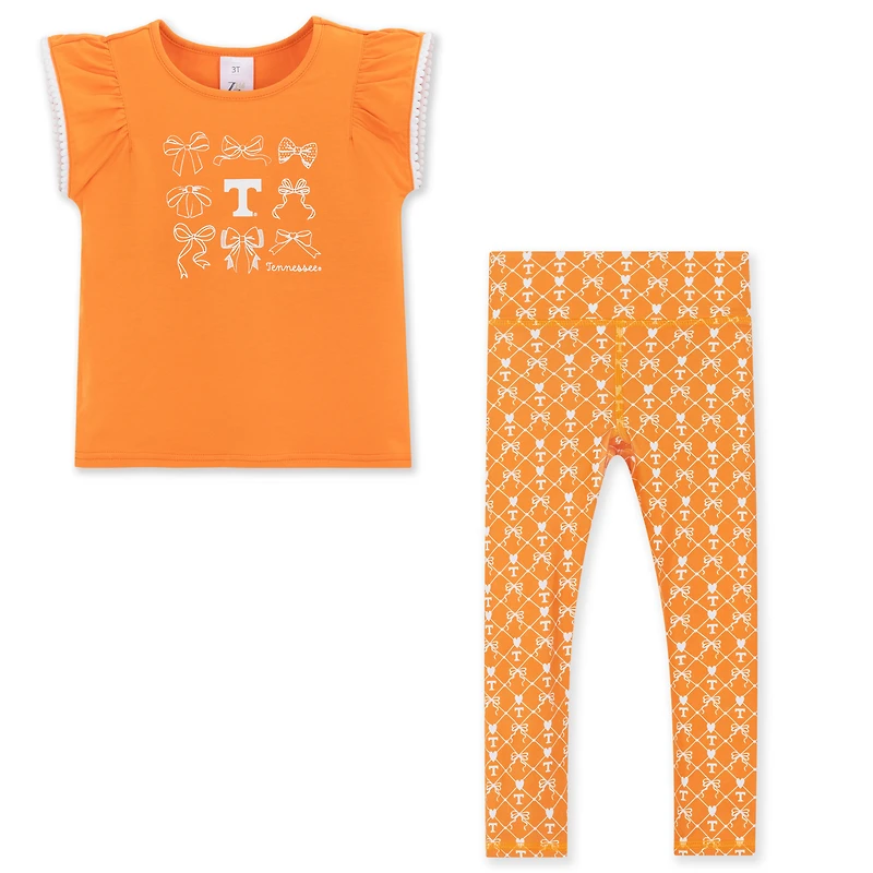 Girls Toddler ZooZatz Tennessee Orange Volunteers Tri-Blend Bow Legging and Shirt Set