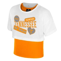 Girl's Youth Colosseum  White Tennessee Volunteers Gale Cropped 2Fer Top