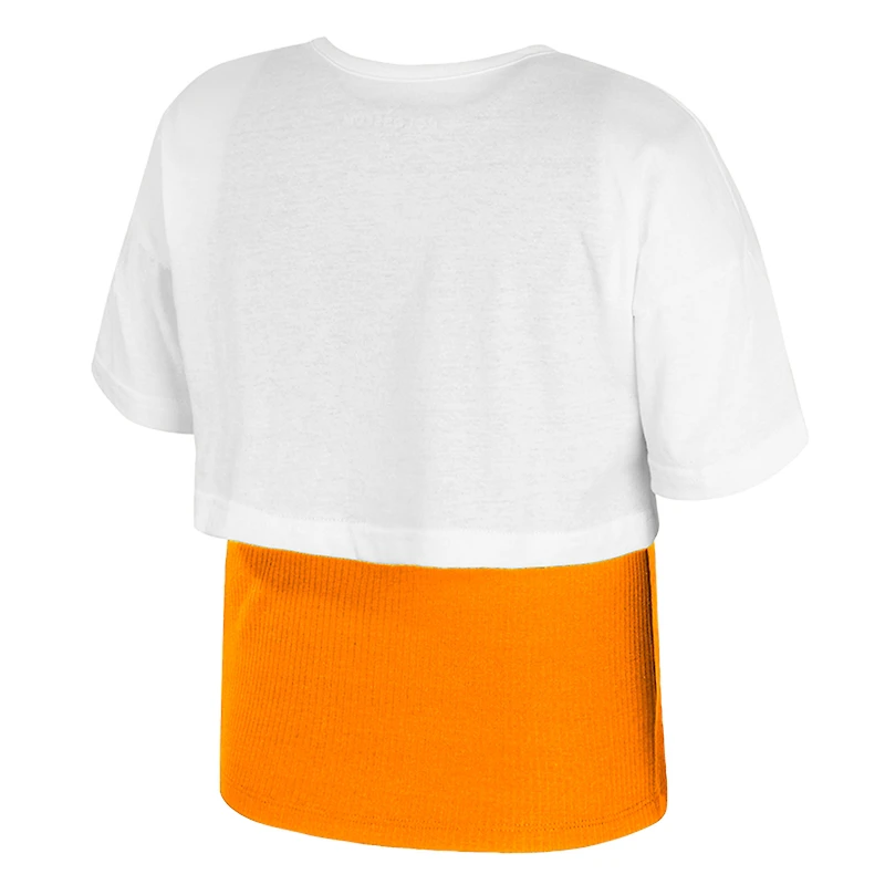 Girl's Youth Colosseum  White Tennessee Volunteers Gale Cropped 2Fer Top