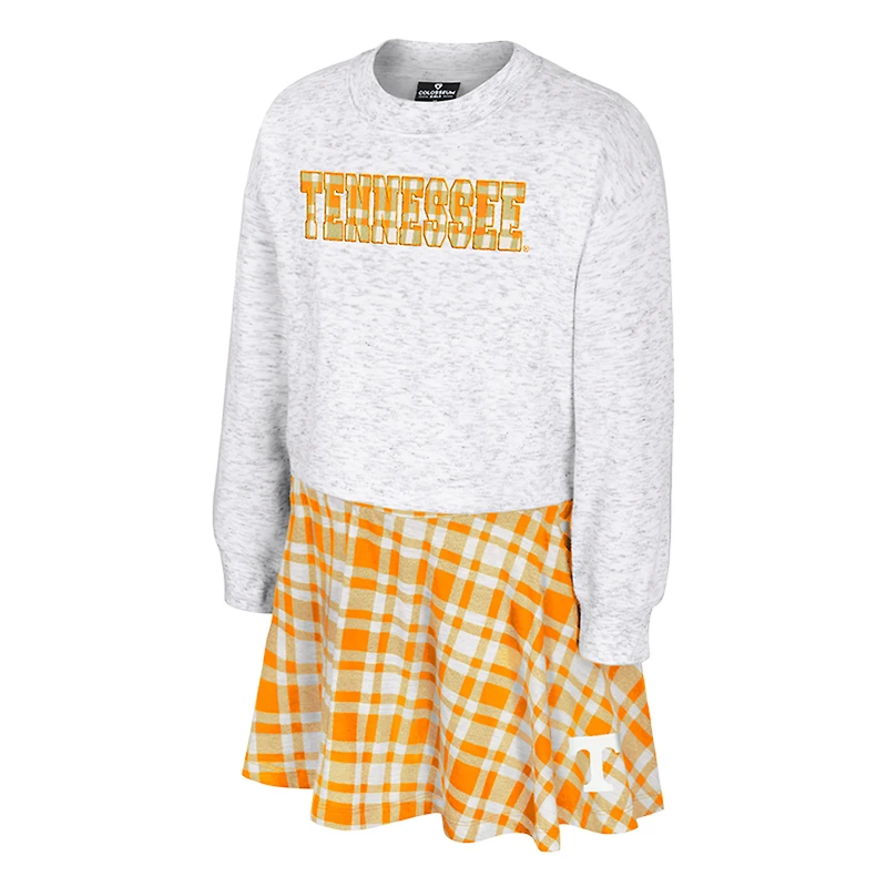 Girls Youth Colosseum Gray Tennessee Volunteers Marceline Plaid Skirt and Top Set