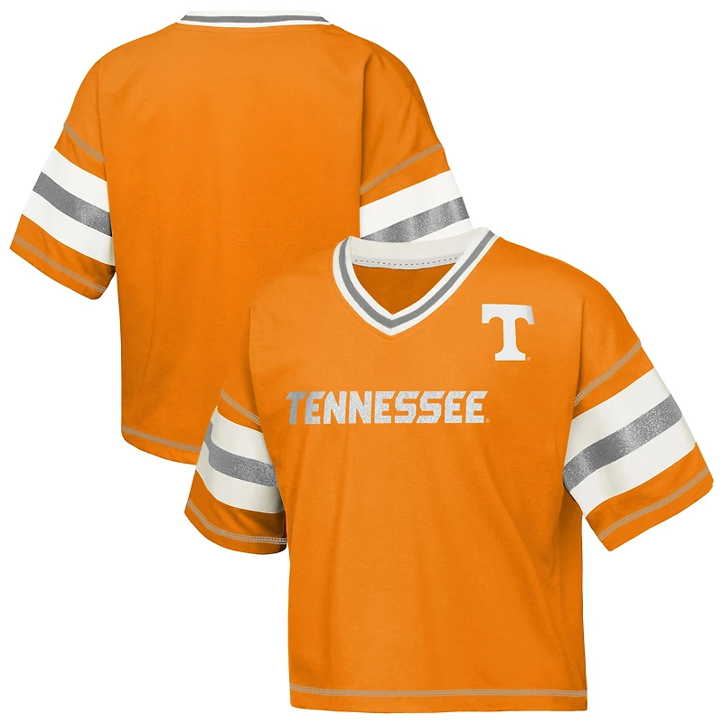 Girls Youth Outerstuff Tennessee Orange Volunteers Gridiron Jersey V-Neck T-Shirt
