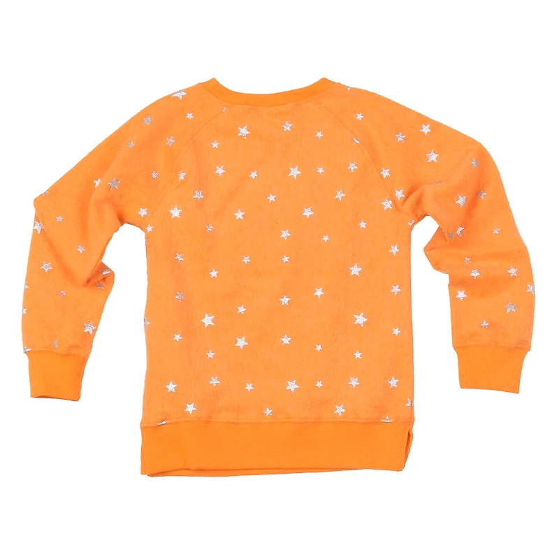 Girls Youth Wes & Willy  Tennessee Orange Volunteers Shimmer Star Reverse Sweatshirt