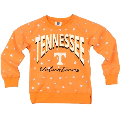 Girls Youth Wes & Willy  Tennessee Orange Volunteers Shimmer Star Reverse Sweatshirt