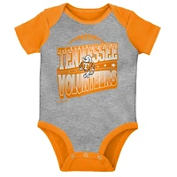Ensemble de 3 bodys, bavoirs et chaussons Mitchell & Ness pour bébé, orange/gris chiné, Tennessee Volunteers