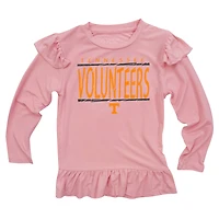 Infant Wes & Willy Pink Tennessee Volunteers Heart Print Ruffle Long Sleeve T-Shirt and Pants Sleep Set