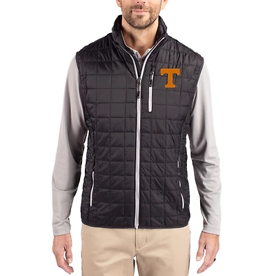 Doudoune sans manches zippée intégrale Cutter & Buck Black Tennessee Volunteers Rainier Eco pour homme