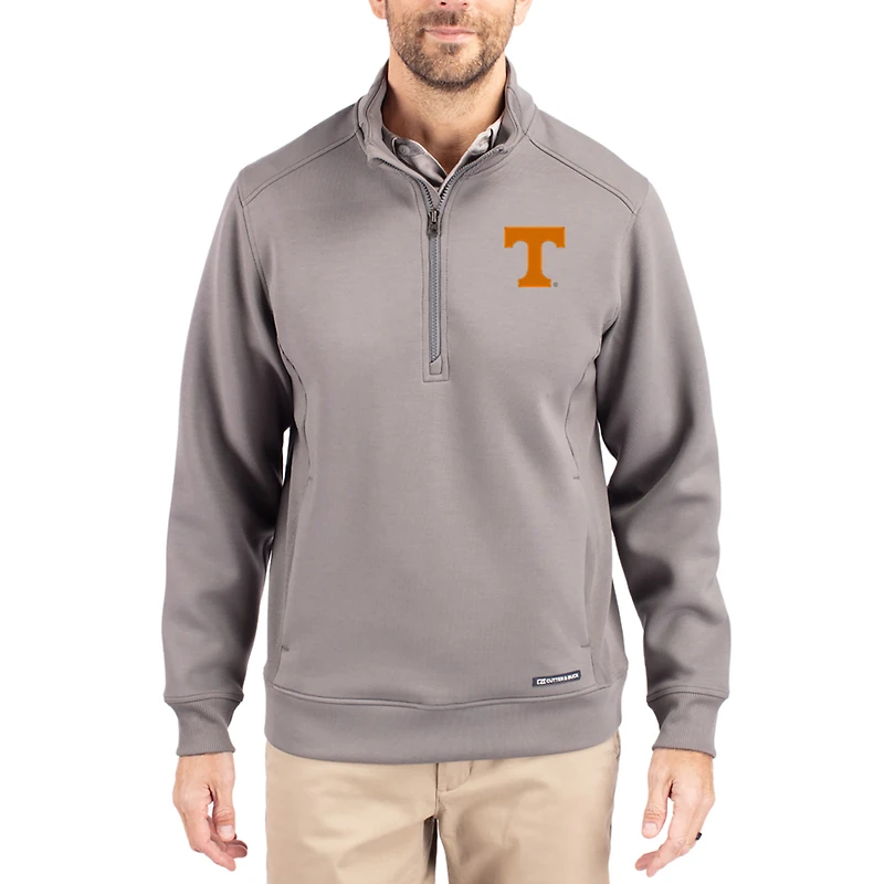 Men's Cutter & Buck Gray Tennessee Volunteers Roam Eco Recycled Quarter-Zip Pullover