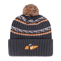 Men's '47 Charcoal Tennessee Volunteers Smokey Grey Stripes Cuffed Knit Hat with Pom