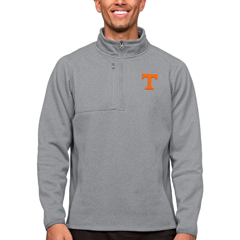 Pull-over zippé à quart de tour pour homme, gris chiné, motif Tennessee Volunteers Course, Antigua