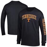 T-shirt à manches longues noir pour homme, champion des Tennessee Volunteers, avec logo Arch Over, 2 coups