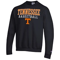 Men's Champion Black Tennessee Volunteers Basketball Stack Pullover Crewneck Sweatshirt