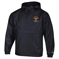 Men's Champion  Black Tennessee Volunteers Packable Hooded Windbreaker Half-Zip Jacket