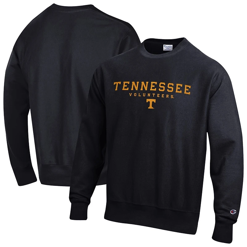 Sweat-shirt Champion noir pour homme Tennessee Volunteers Relentless Reverse Weave