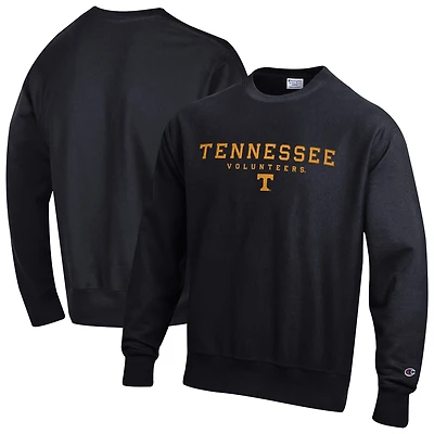 Sweat-shirt Champion noir pour homme Tennessee Volunteers Relentless Reverse Weave