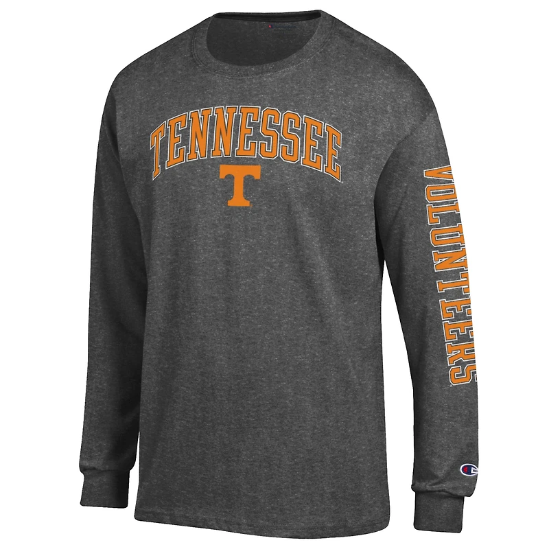 Men's Champion  Charcoal Tennessee Volunteers Arch Over Logo 2-Hit Long Sleeve T-Shirt