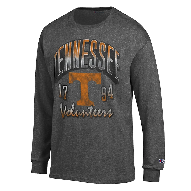 Men's Champion  Heather Charcoal Tennessee Volunteers Bold Long-Sleeve T-Shirt