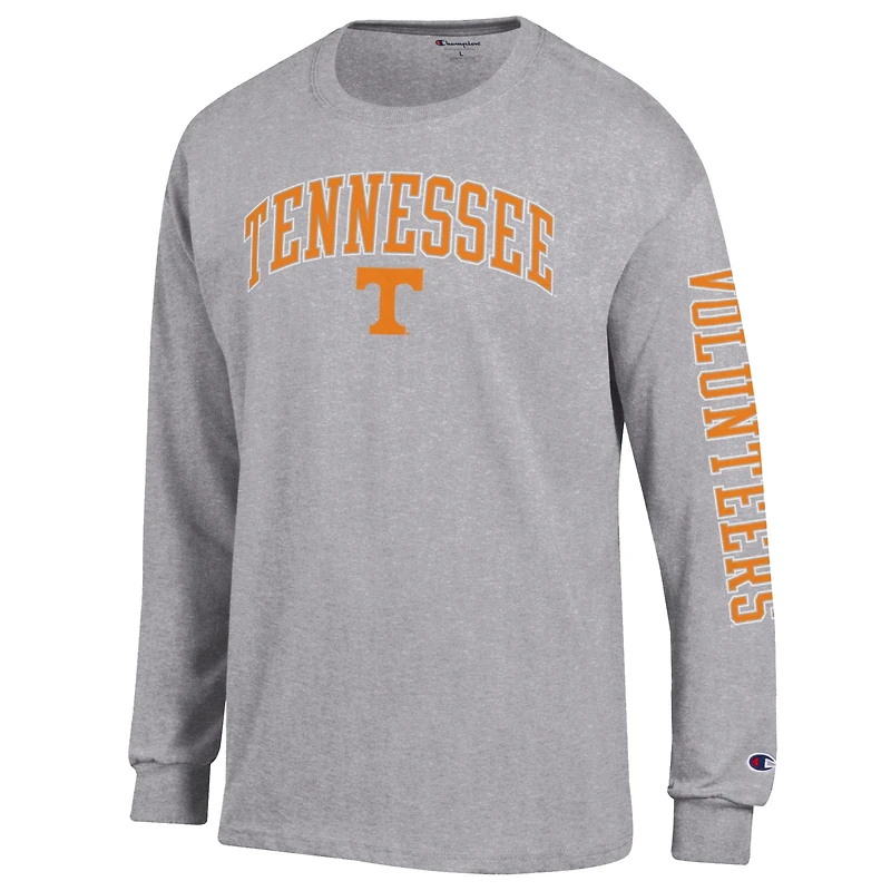 T-shirt à manches longues 2-Hit avec logo Arch Over des Tennessee Volunteers, champion masculin, Heather Gray