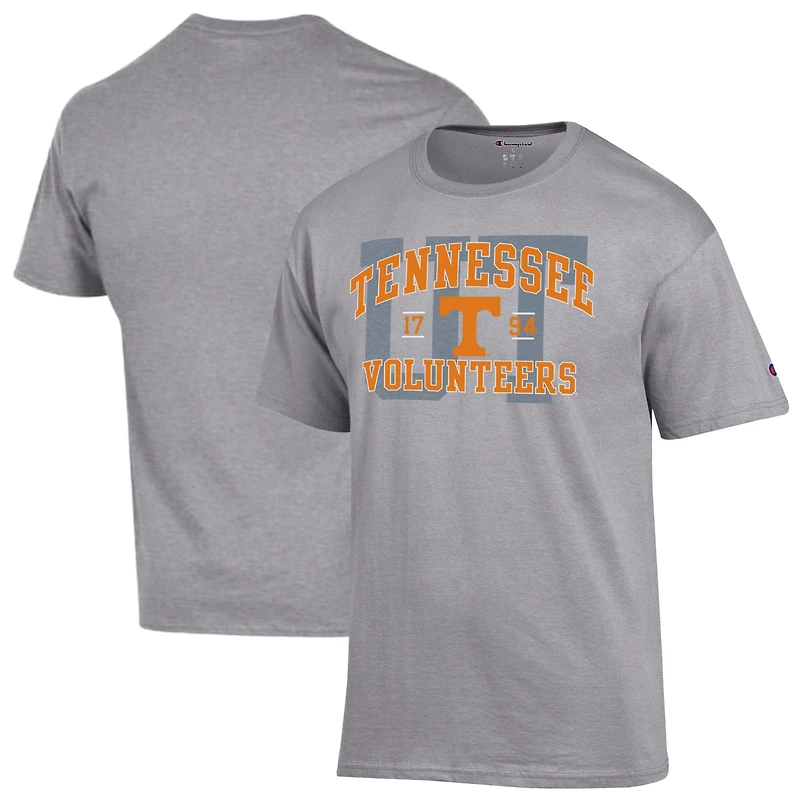 T-shirt universitaire masculin Champion Heather Gray Tennessee Volunteers